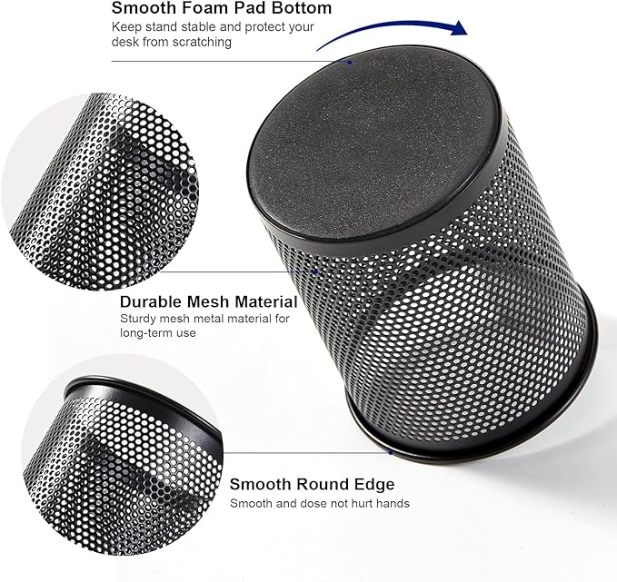 Comix Pen Holder Desk Organizer, Wire Mesh Pencil Cup - Image 3