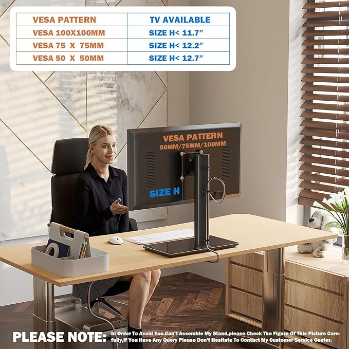 Single LCD Computer Monitor Free-Standing Desk Stand Mount Riser - Image 9