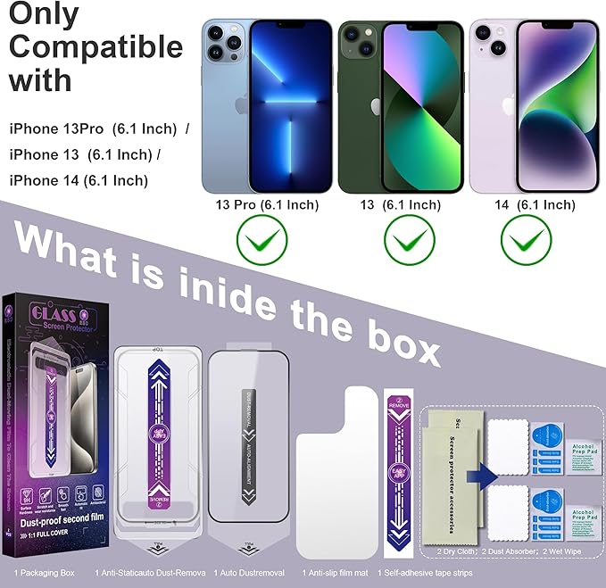 2 Pack Screen Protector for iPhone 16e/iPhone 14/iPhone 13 Pro/iPhone 13 - Image 7