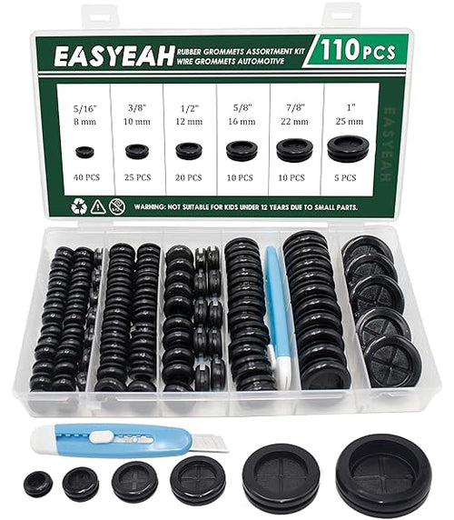 110 Pcs Rubber Grommets Kit by EASYEAH