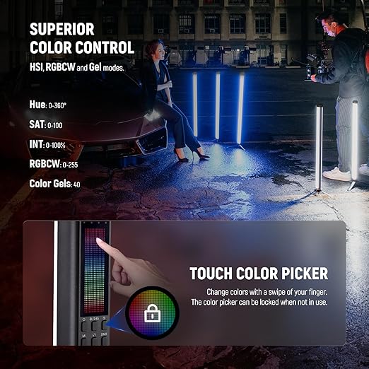 NEEWER TL60 RGB Tube Light, 20W Full Color RGBWW LED Video Lighting Wand Stick - Image 6