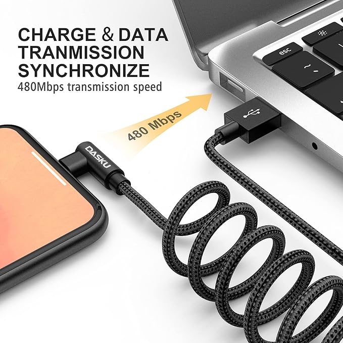 2Pack 90 Degree iPhone Charging Cord 6Ft Right Angle Nylon Braided Mfi - Image 3