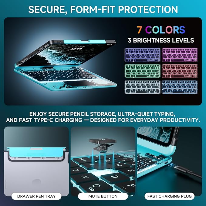 Transparent Case with Keyboard iPad Air 11 Inch, Compatible 10.9" iPad Air - Image 7