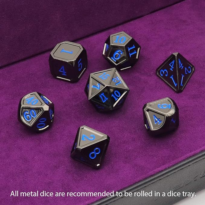 Haxtec Black Metal DND Dice Set D&D W/Gift Metal Case Polyhedral Dice Compatible - Image 6