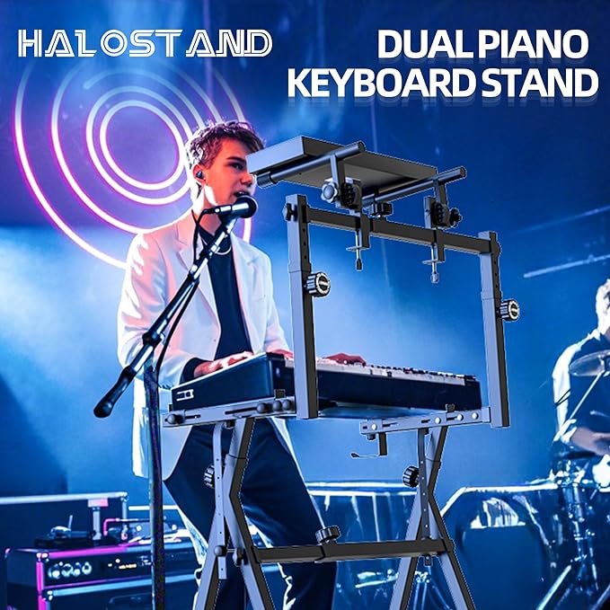 Dual Piano Keyboard Stand with 2nd Tier - Image 5