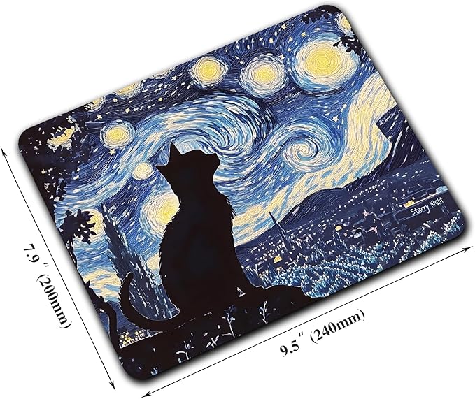 Starry Night Black Cat Custom Mouse Pad - Image 2