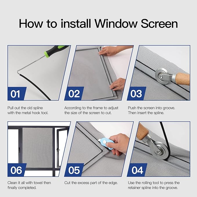Window Screen Door Repair Kit Include Window Screens Mesh 48"x117" - Image 4