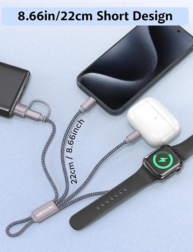 2Pack 8inch Short 3 in 2 USB C Cable - Image 6