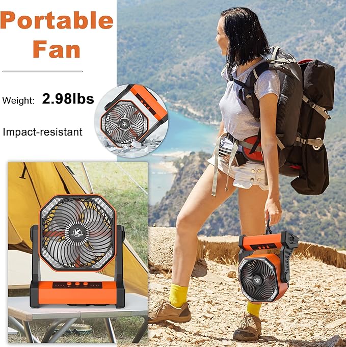 KITWLEMEN 20000mAh Battery Powered Camping Fan - Image 6