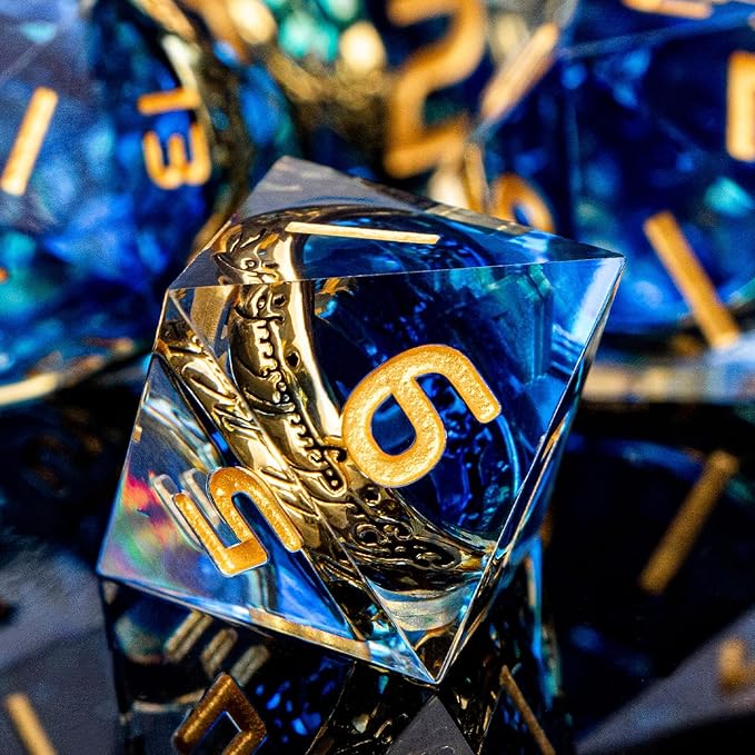 Magic Golden Ring DND Dice Set Sharp Edge Red Resin Dice - Image 5