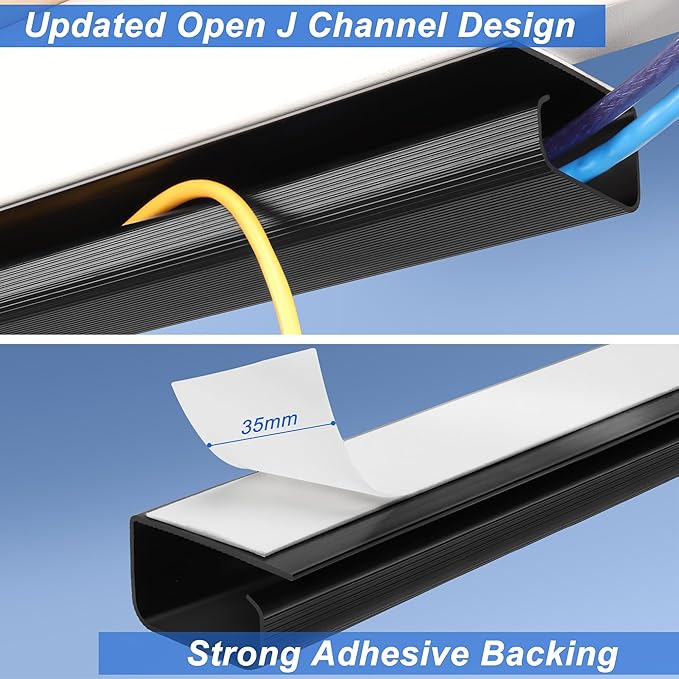 ZhiYo Cable Management Under Desk J Channel, 63in Cable Raceway, Self-Adhesive - Image 4