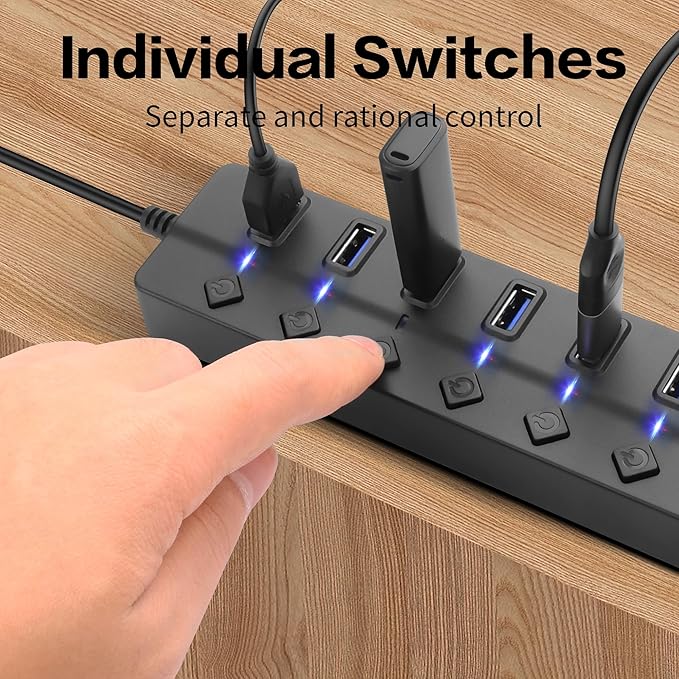90 Degree USB Hub Splitter YACSEJAO USB 2.0 Data Hub - Image 3