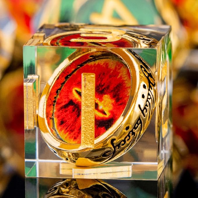 Magic Golden Ring DND Dice Set Sharp Edge Red Gaze Eye Resin Dice by ORIFANTOU