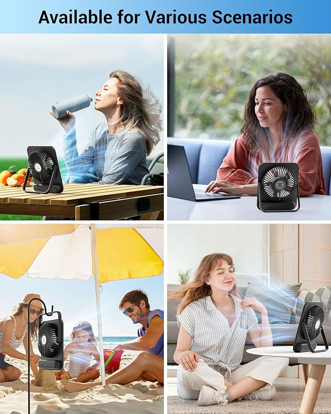 WHATOOK Small Desk Fan Personal Fans: 2000mah 10 Hours Battery Office Quiet - Image 7