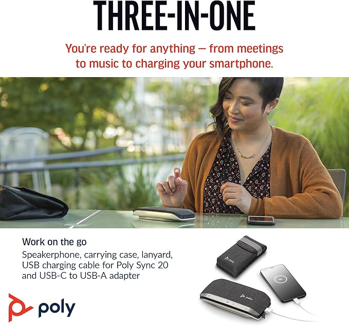 Poly Sync 20 USB-C Personal Portable Smart Speakerphone – Long Battery Life – - Image 4