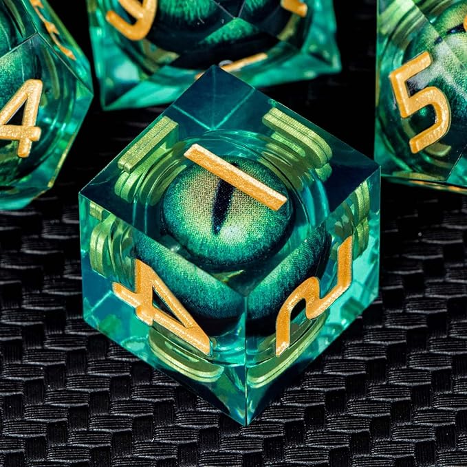 ARUOHHA DND Resin Dice Dragon Eye Liquid Core Polyhedral D and D Dice Set - Image 3