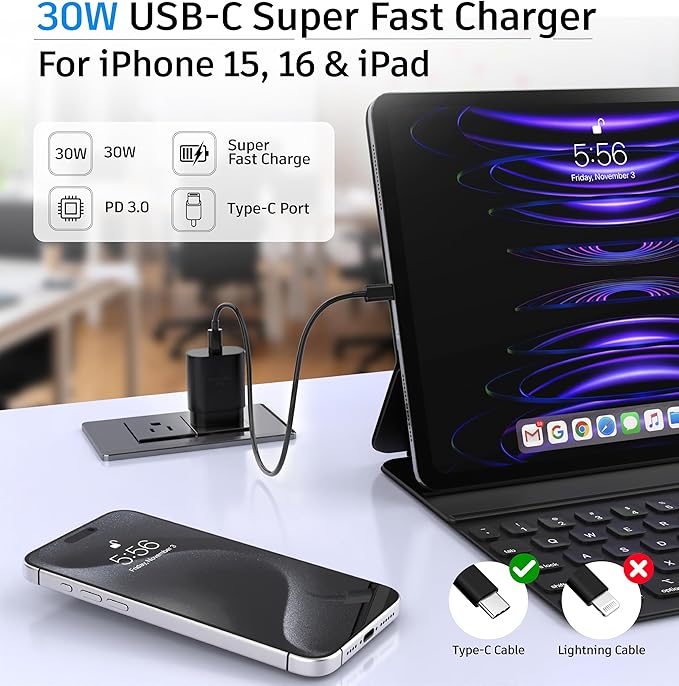 Phone 15 16 Charger, 30W Super Fast Charging, USB C Block Type C Cable Cord - Image 5