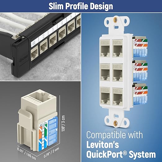 Everest 90° Angled RJ45 Cat5e Keystone Jacks 50-Pack in Ivory - Image 6
