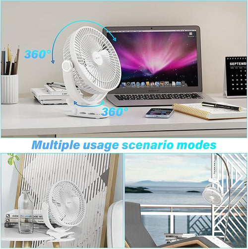 12000mAh Clip on Fan 30H Longest Runtime, 8in Portable Fan Rechargeable - Image 2