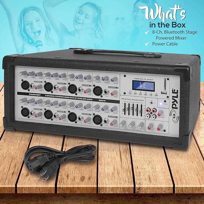 Pyle 800W Bluetooth Stage Powered Mixer - Image 7