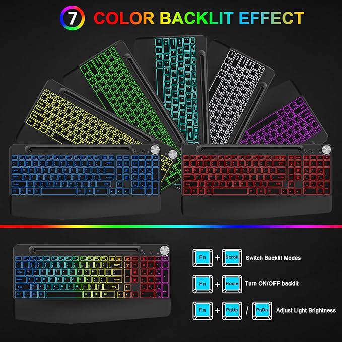 BlueFinger Wireless Keyboard and Mouse Combo Backlit, 2.4G Rechargeable - Image 2