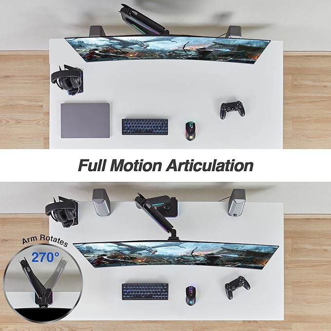 AVLT RGB Lights Single 17”-49” Gaming Monitor Arm Desk Mount, Fits One - Image 6