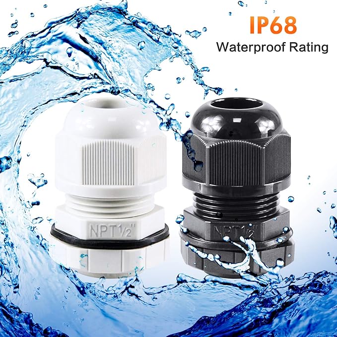 XHF 5 Pcs 3/4" IP68 Strain Relief Nylon Cord Grip Waterproof NPT Cable Glands - Image 6