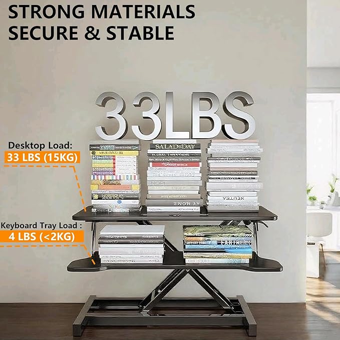 37-inch Standing Desk Converter, Height Adjustable Sit to Stand Up Workstation - Image 8