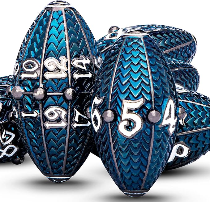 ARUOHHA DND Metal Dice Black Blue Dragon Egg Dice by ARUOHHA