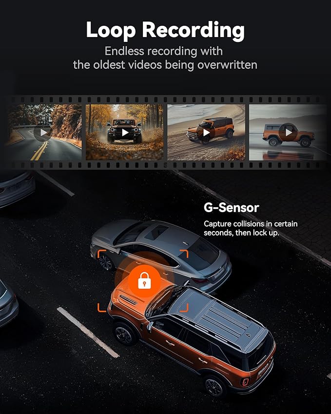 WOLFBOX G840S 12" 4K Mirror Dash Cam Backup Camera, 5.8GHz WiFi Smart Rearview - Image 8