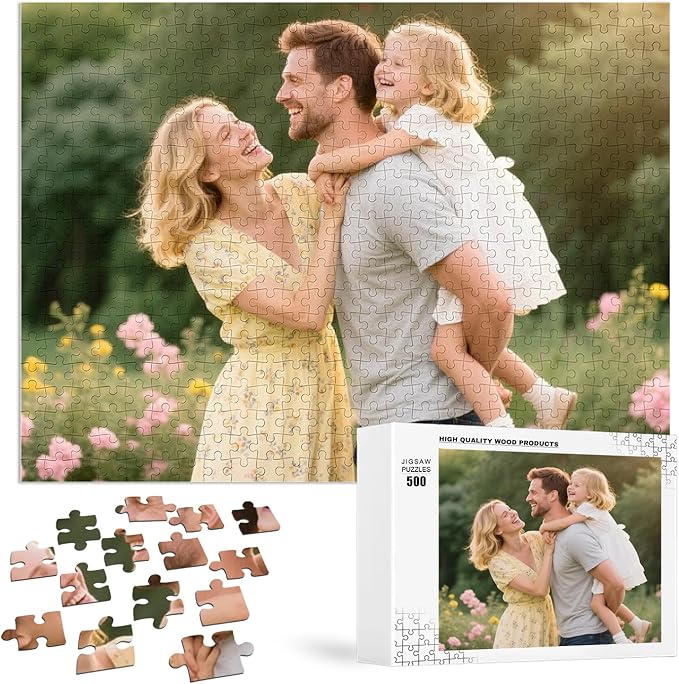 Custom Puzzles from Photos, Personalized Natural Wood Puzzle by EGUEGU