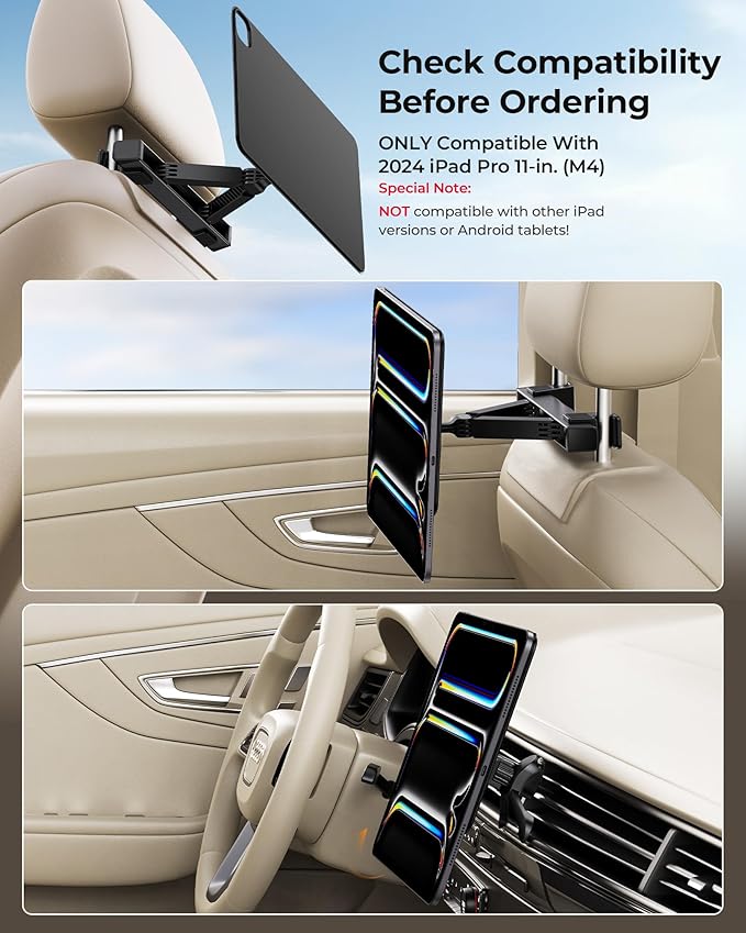 KU XIU Magnetic iPad Holder for Car Headrest, Backseat Tablet Car Mount for - Image 2