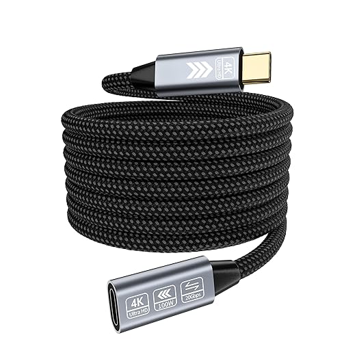 USB C Extension Cable 16.5FT, 20Gbps/100W USB3.2 Type C Extender Cord, 4K@60Hz by HOTUTUKI