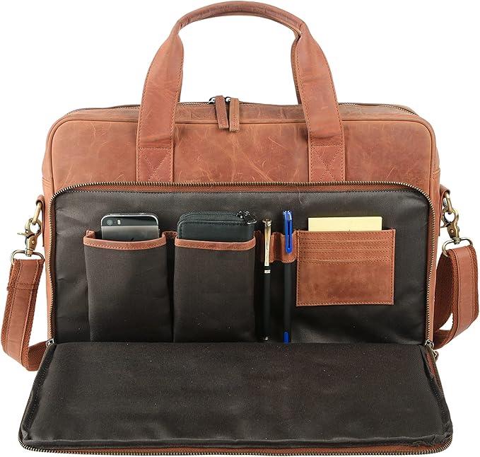 Leather briefcases Laptop Messenger Bags Best Office School College Satchel Bag - Image 3