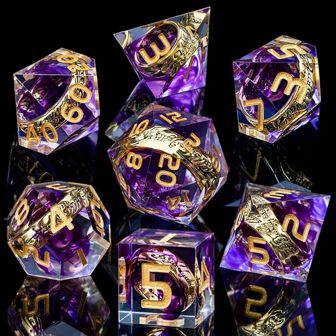 Magic Golden Ring DND Dice Set Sharp Edge Red Resin Dice - Image 2