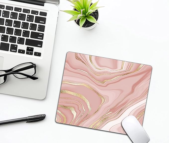 Gold Marble Mouse Pad, Stripes Pattern Mousepad - Image 5
