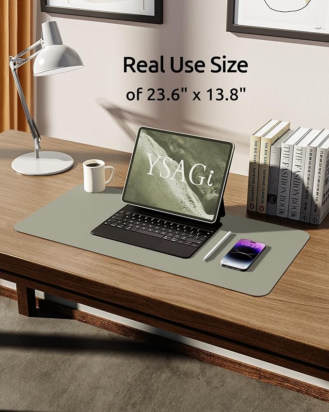 YSAGi Leather Desk Protector, Office Mat, Large Mouse Mat, Non-Slip PU Leather - Image 5