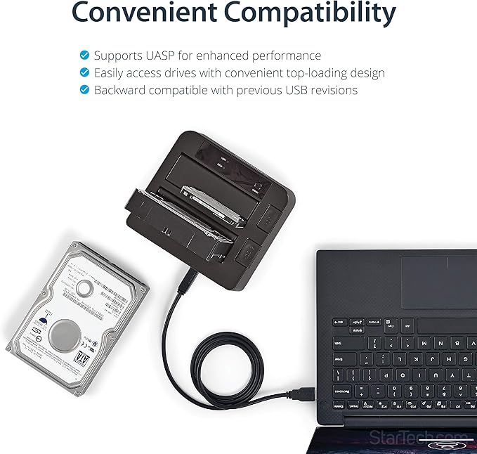 StarTech.com Dual-Bay USB 3.1 to SATA Hard Drive Docking Station, USB 3.1 - Image 4