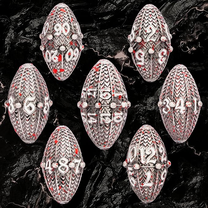 ARUOHHA DND Metal Dice Blood Splatter Dragon Egg Dice - Image 2