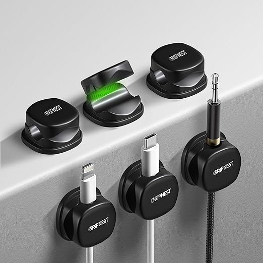 6 Pack Adhesive Cable Clips Black Spring Loaded Cord Holders by Unknown