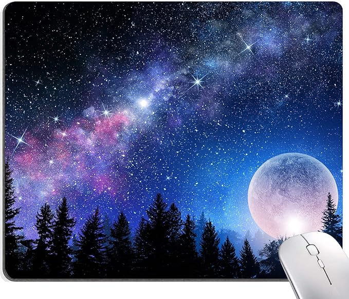 Mouse Pad, Forest Moon Mouse Pad, Washable Square Cloth Mousepad by Armanza