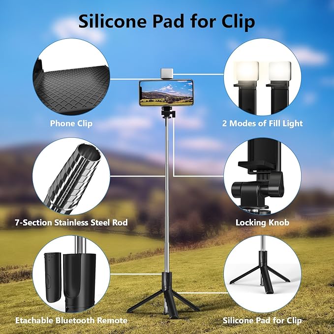 Selfie Stick, 40 in Retractable Phone Tripod - Image 7