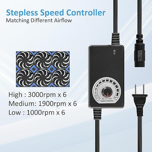 120mmx6 720mm Adjustable Computer PC Vent Fans 3V-12V Speed Controller - Image 2