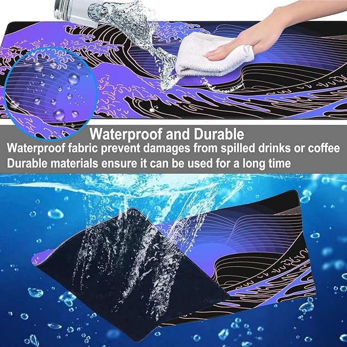 Mouse Pad, Large Ocean's Crest Leap Desk Mat, Extended Non-Slip Gaming Keyboard - Image 4