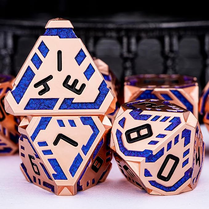 Metal DND Sci-fi Dice Set 7PCS Stripe Polyhedral Dice - Image 5