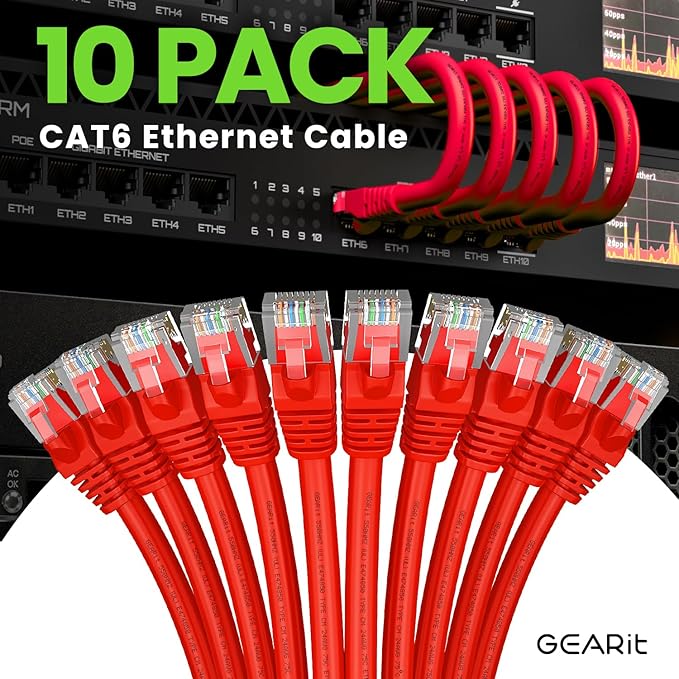 GearIT Cat 6 Ethernet Cable Cat6 Network Patch, Snagless Cord, Internet - Image 2