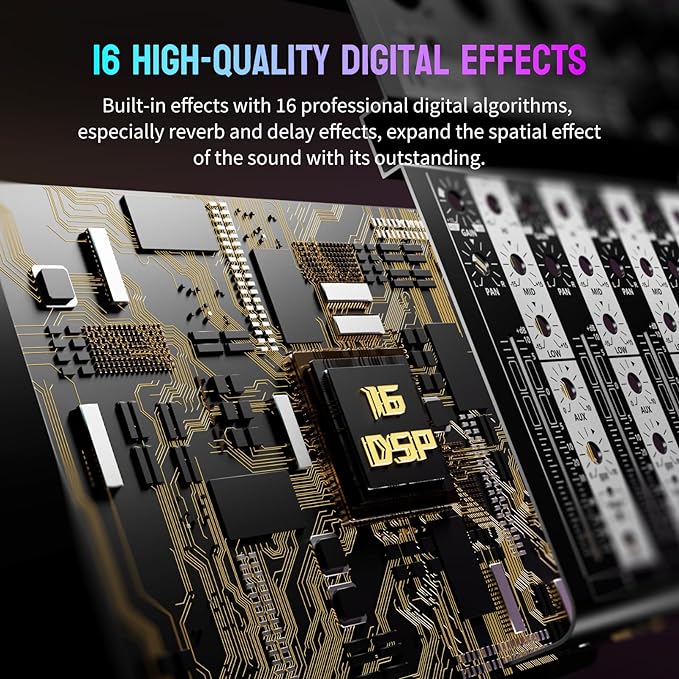 Professional Audio Mixer, 4 Channel Audio Interface Sound Board Mixing Console - Image 3