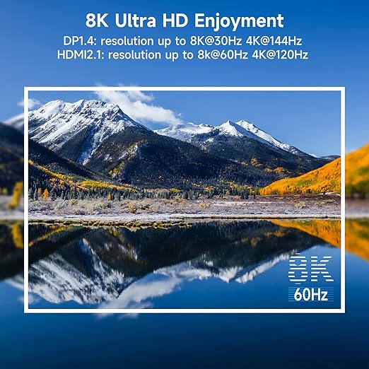 HDMI+2 Displayport KVM Switch 3 Monitors 4 Computers 8K@60Hz 4K@144Hz, 4 Port - Image 4