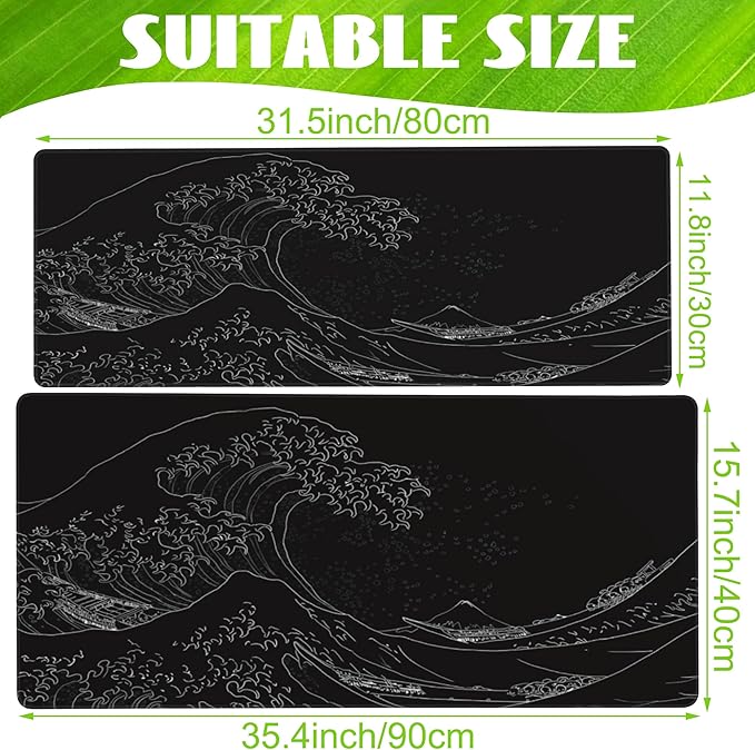 Desk Mat, Japanese Sea Wave Large Gaming Mouse Pad - Image 2