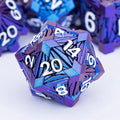 7PCS Metal DND Dice Set with Box, Debris RPG Blue White D and D Dice by ORIFANTOU